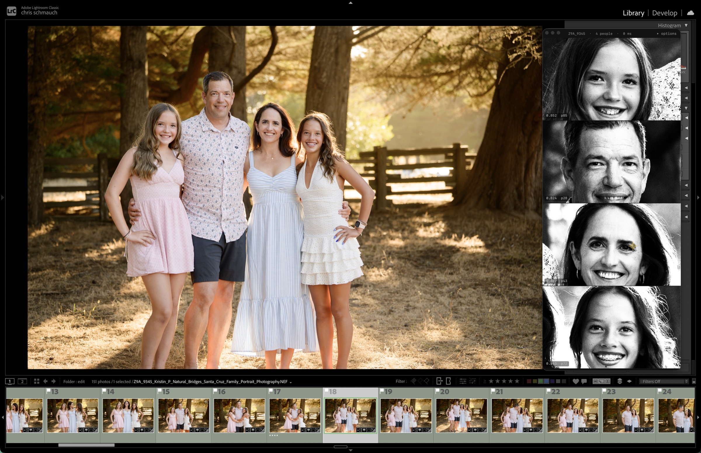 A family of four, each one cropped to 100% and stacked in the order they are standing.